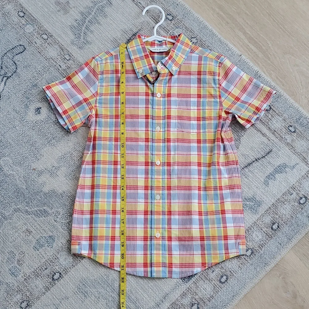 NWOT Janie and Jack Boys Plaid Short Sleeve Button Down Shirt Sz7